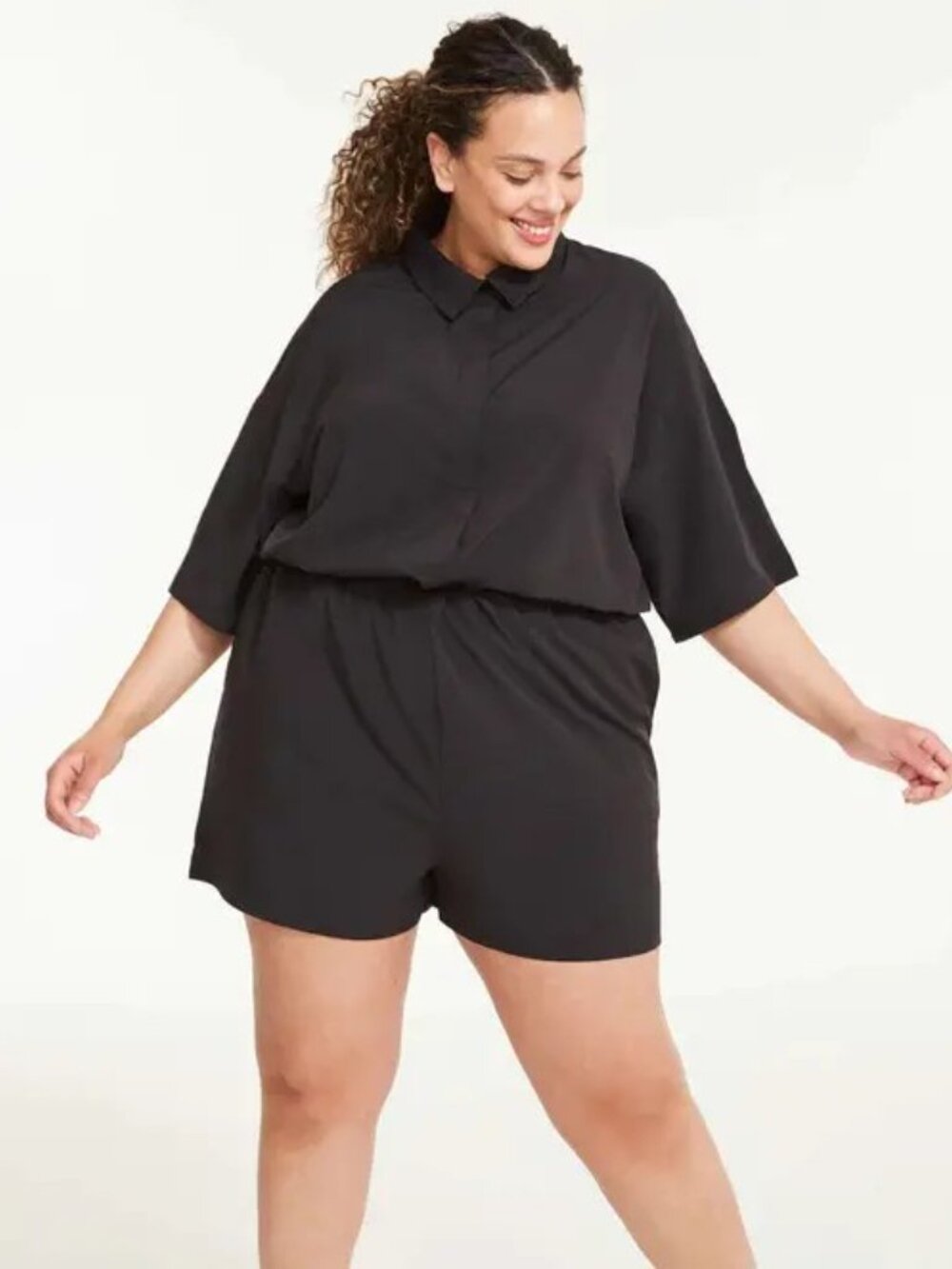 Joe Fresh x Sasha Exeter Exhale Romper Black Women's 3X NWT Plus Size One Piece